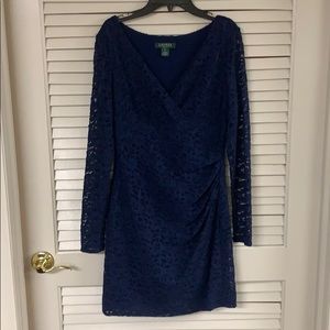Long sleeve blue dress